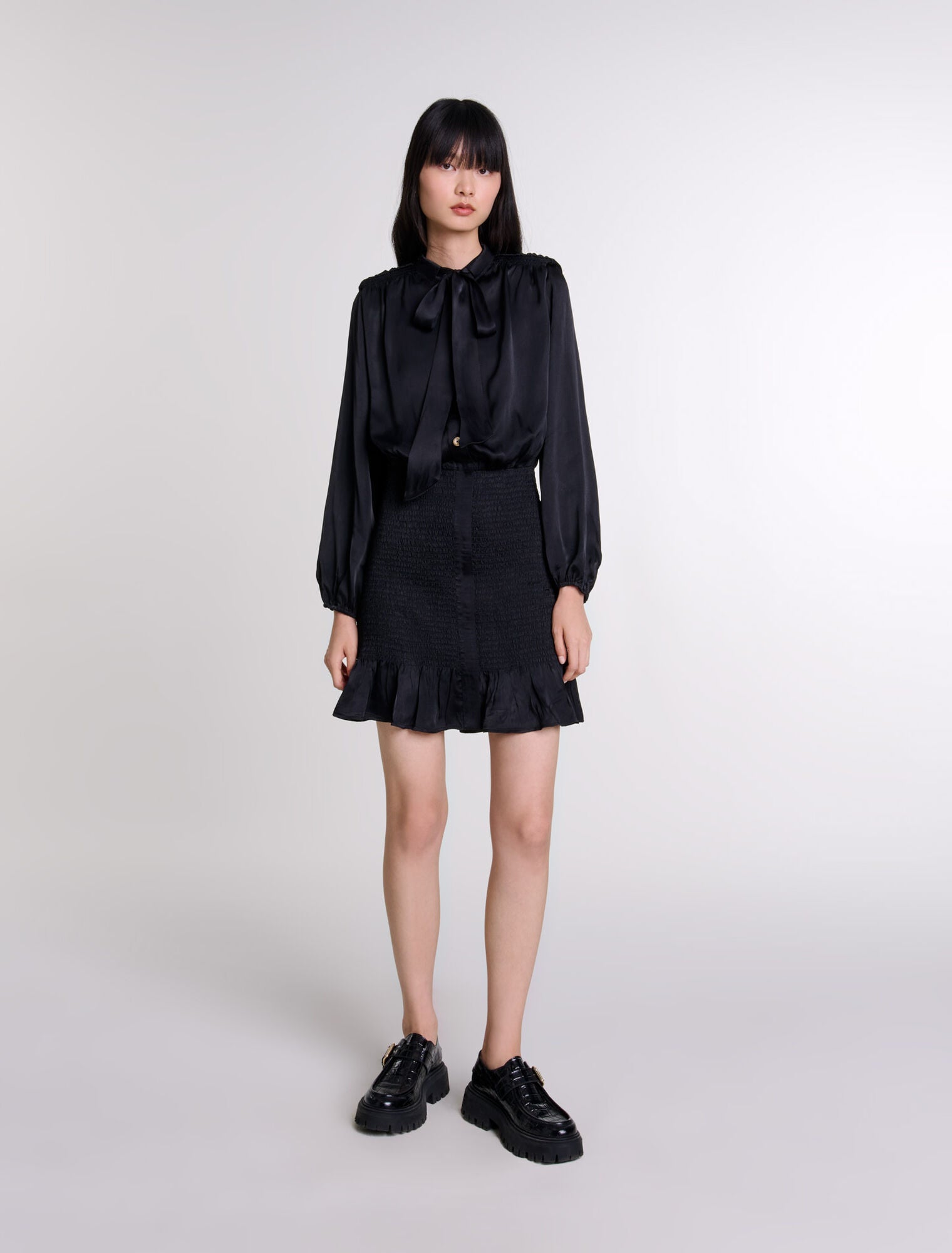 Black featured-Short Smocked Dress