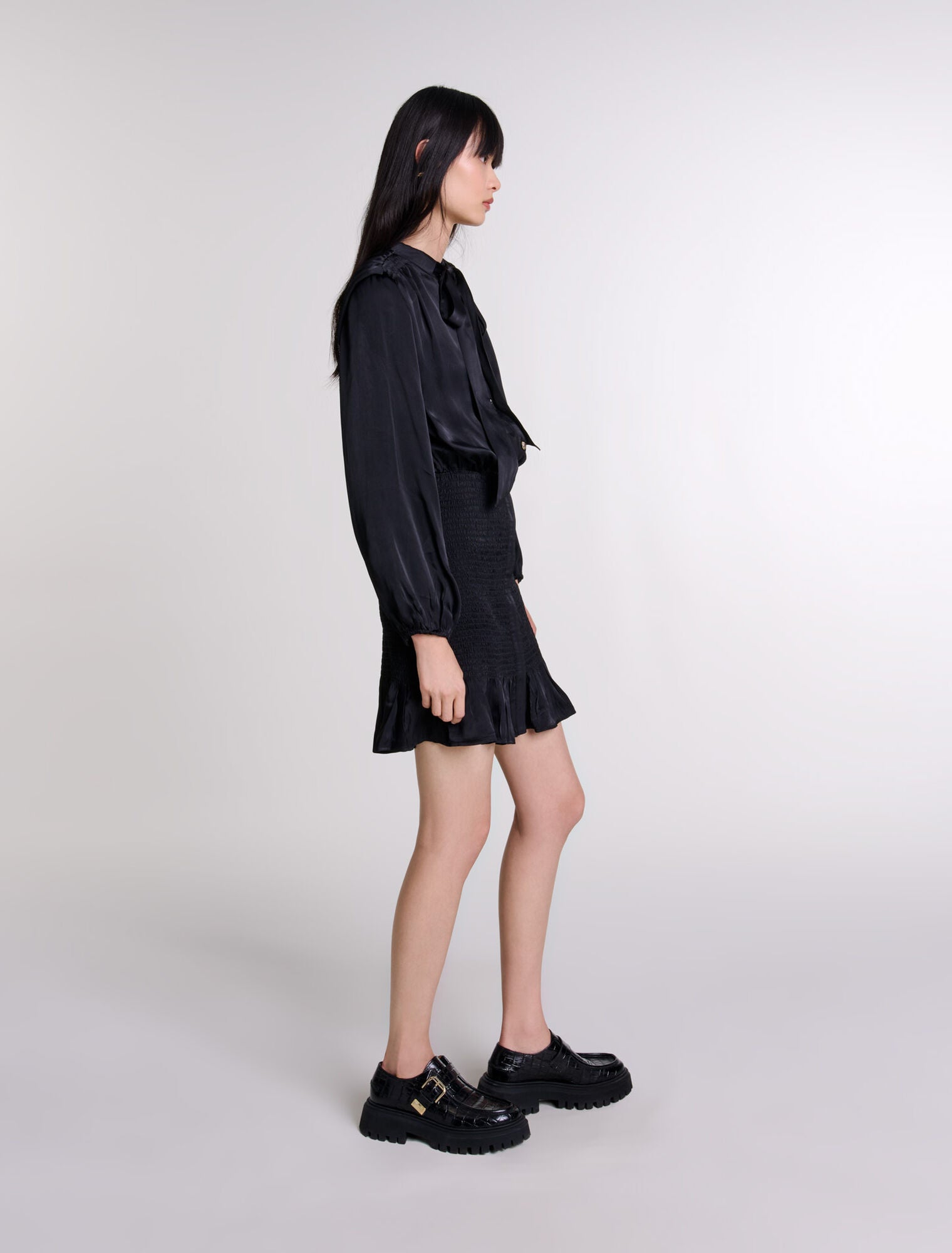Black-Short Smocked Dress