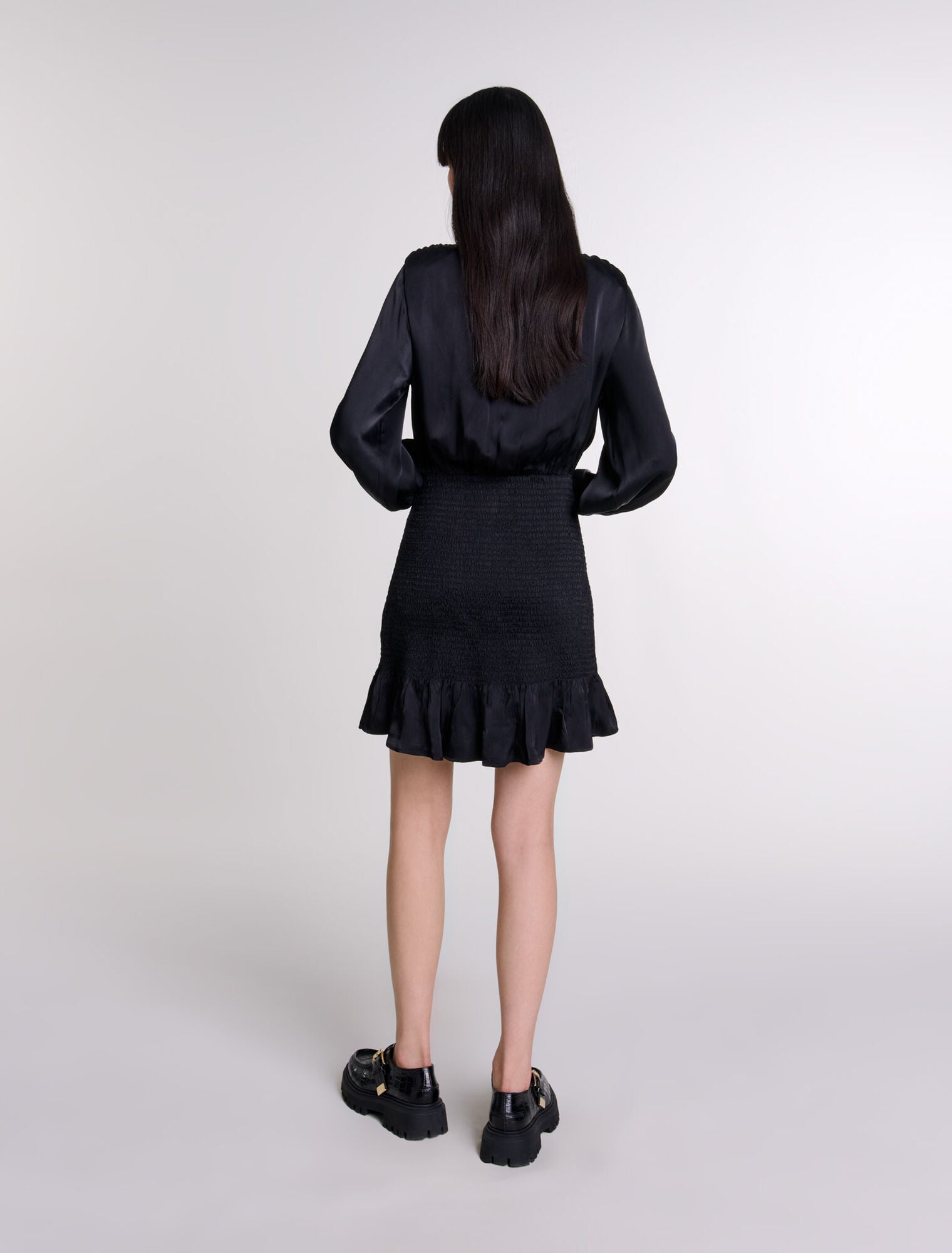 Black Short Smocked Dress
