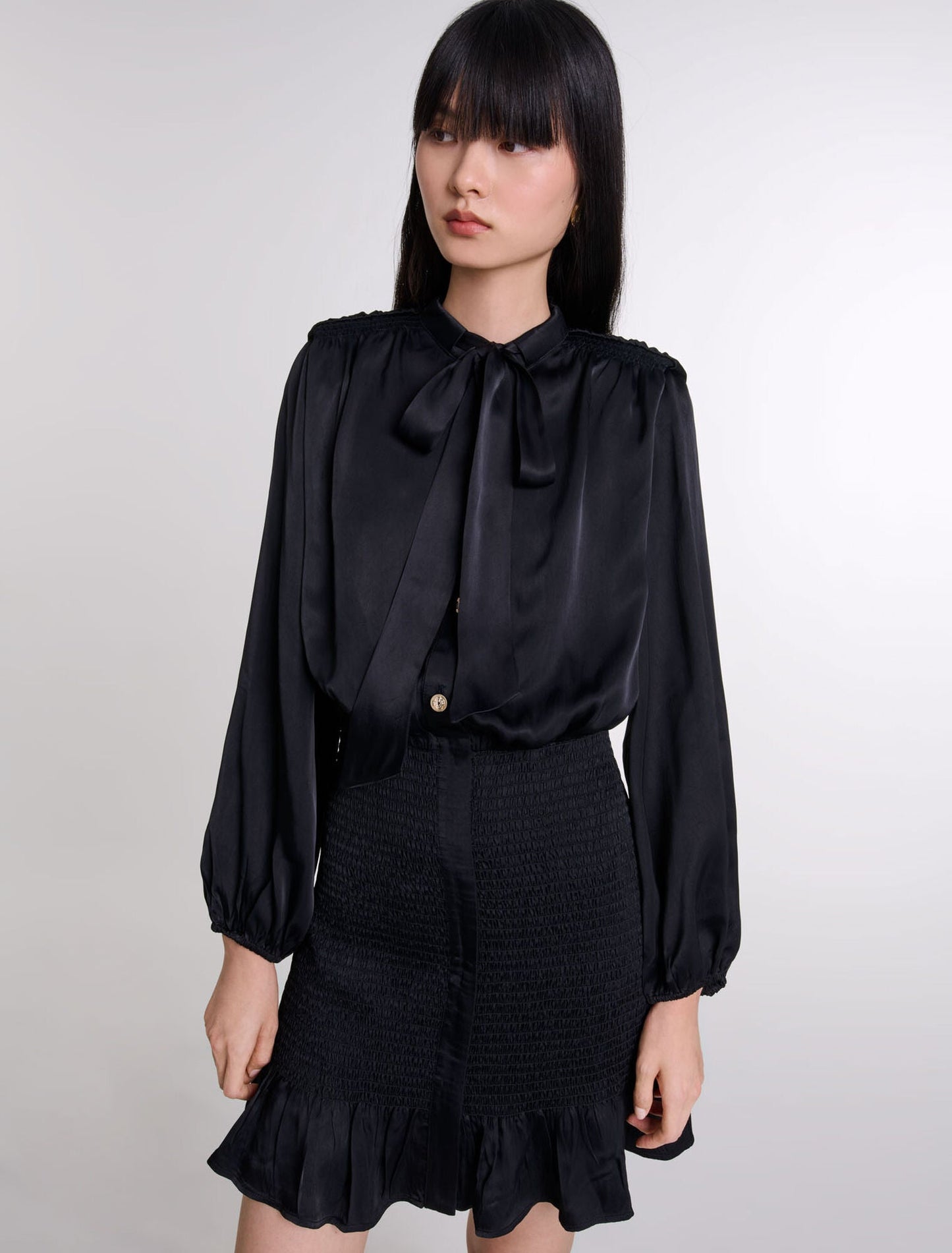 Black Short Smocked Dress