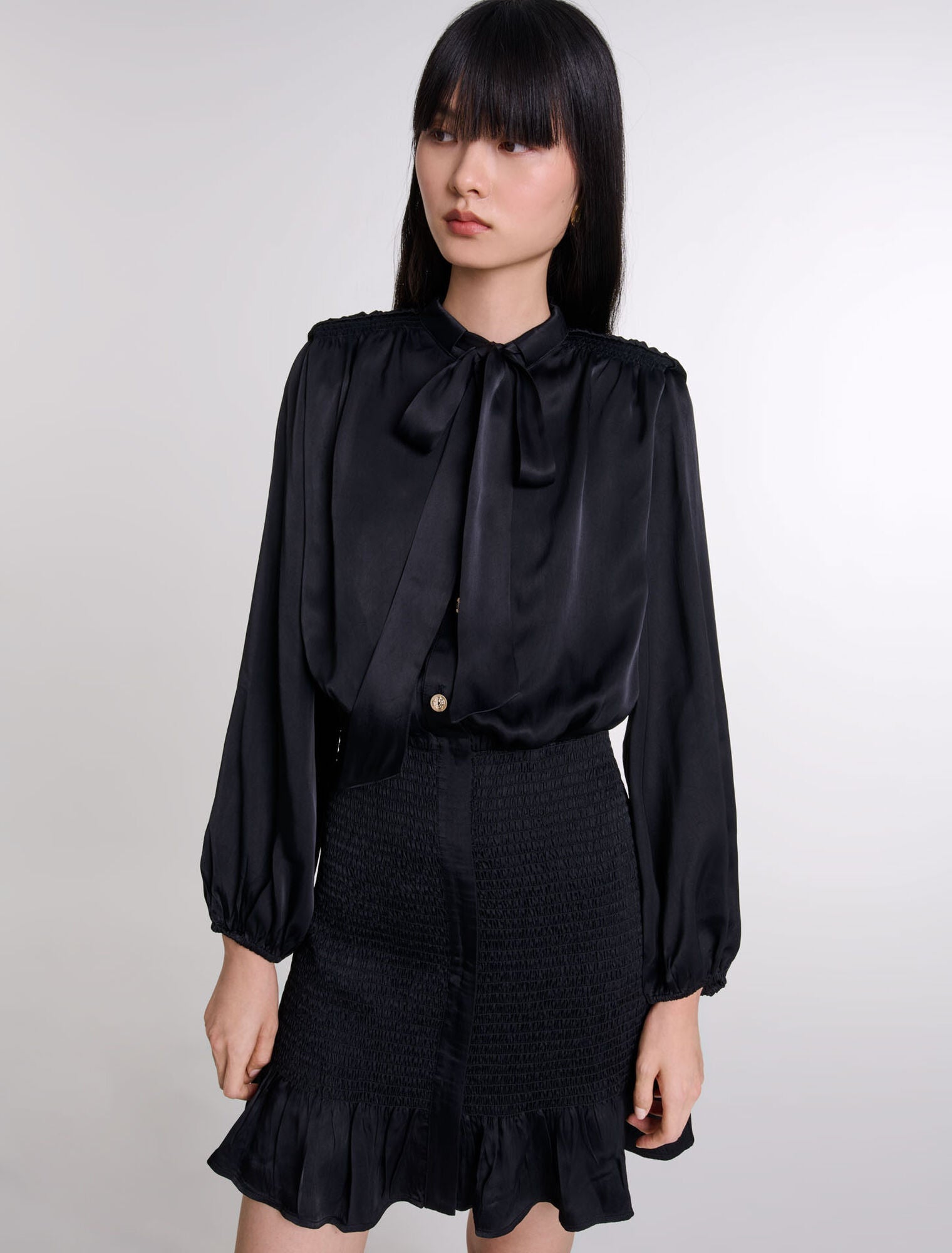 Black Short Smocked Dress