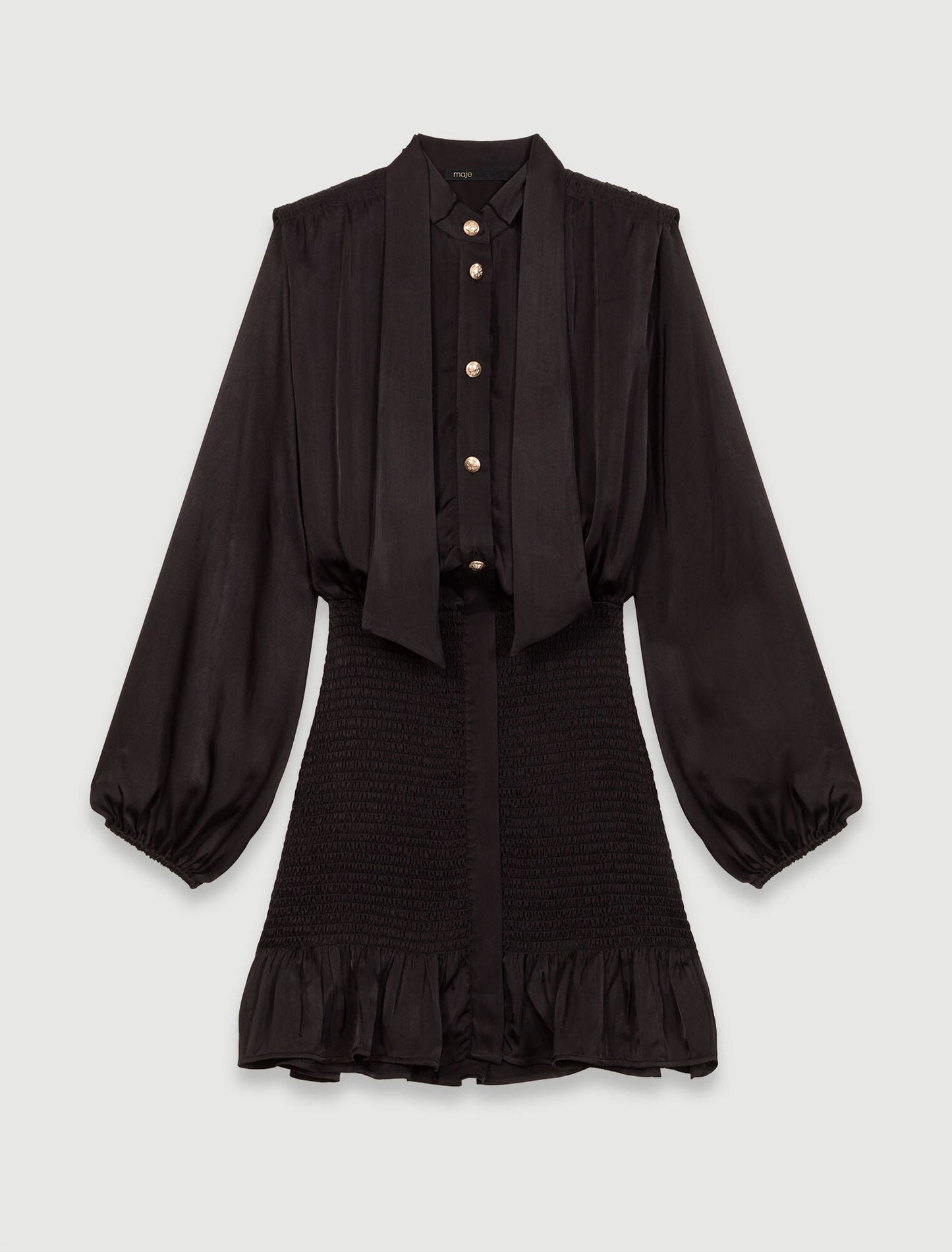 Black Short Smocked Dress