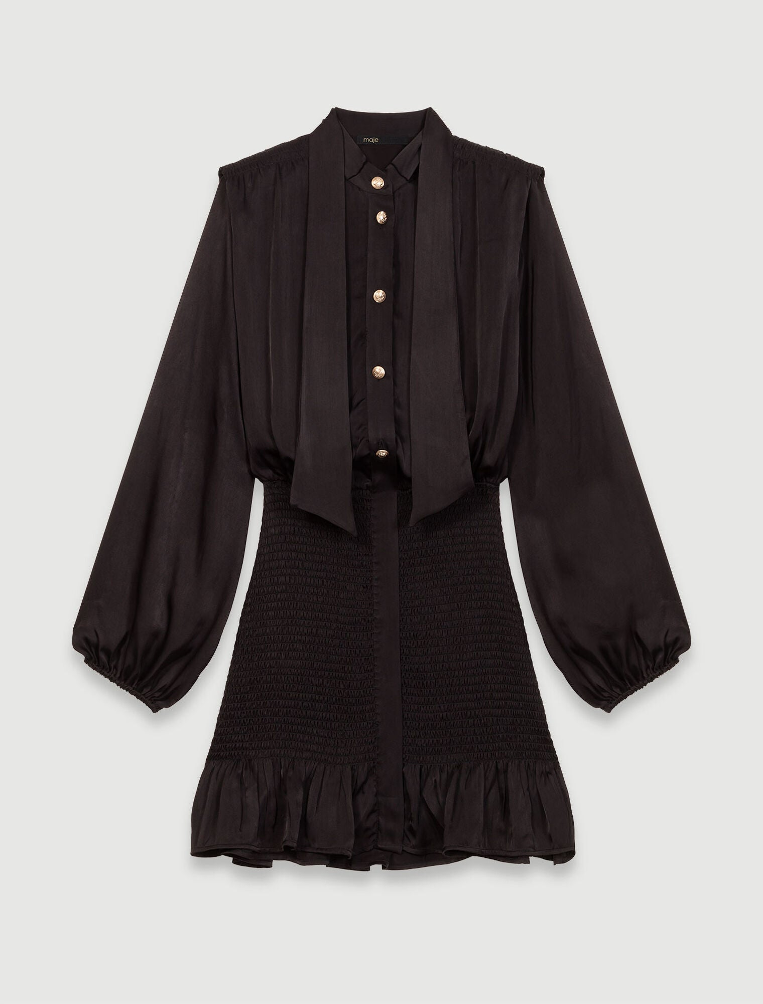 Black Short Smocked Dress