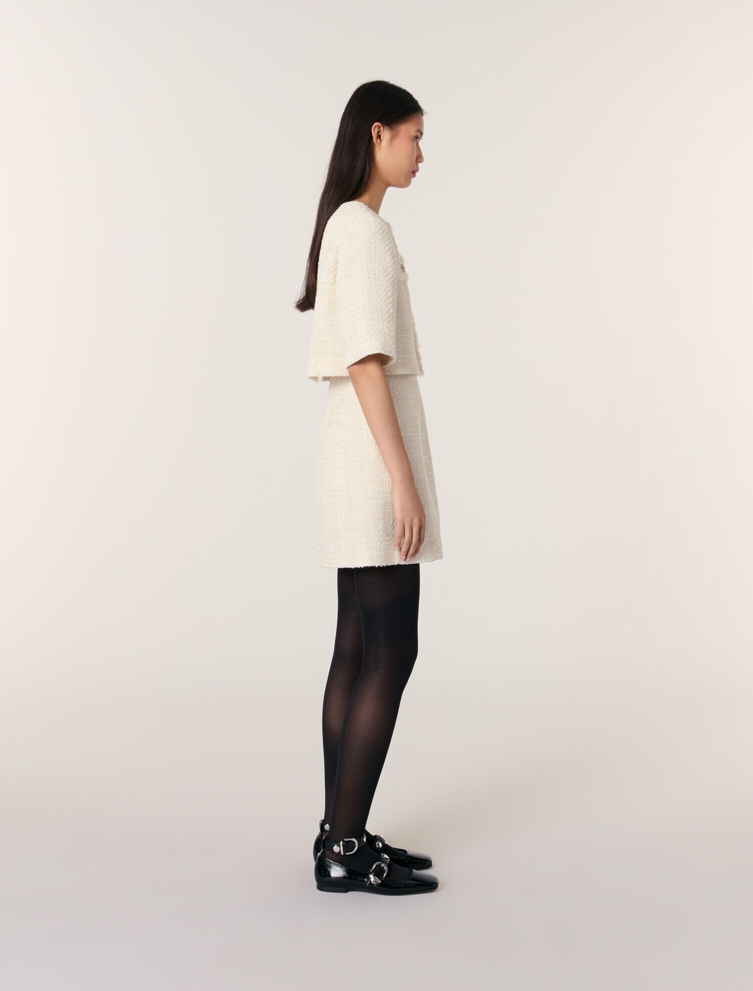 Ecru Tweed 2-in-1 short dress