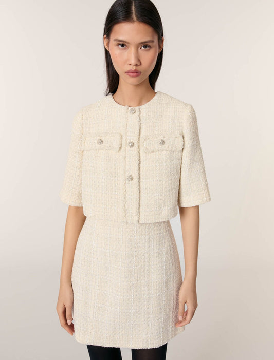 Ecru Tweed 2-in-1 short dress