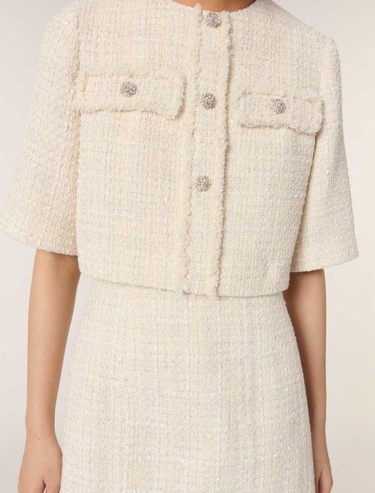 Ecru Tweed 2-in-1 short dress