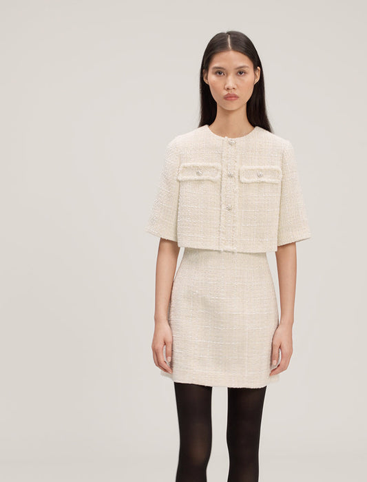Ecru Tweed 2-in-1 short dress