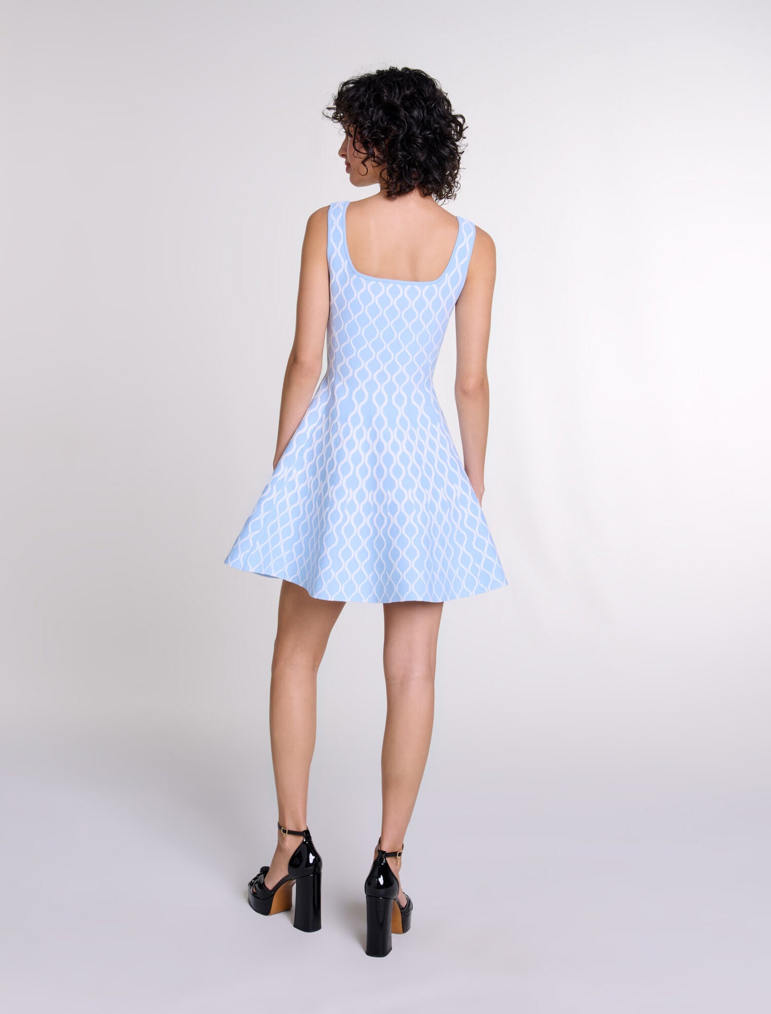 Blue/white  -Jacquard knit short dress