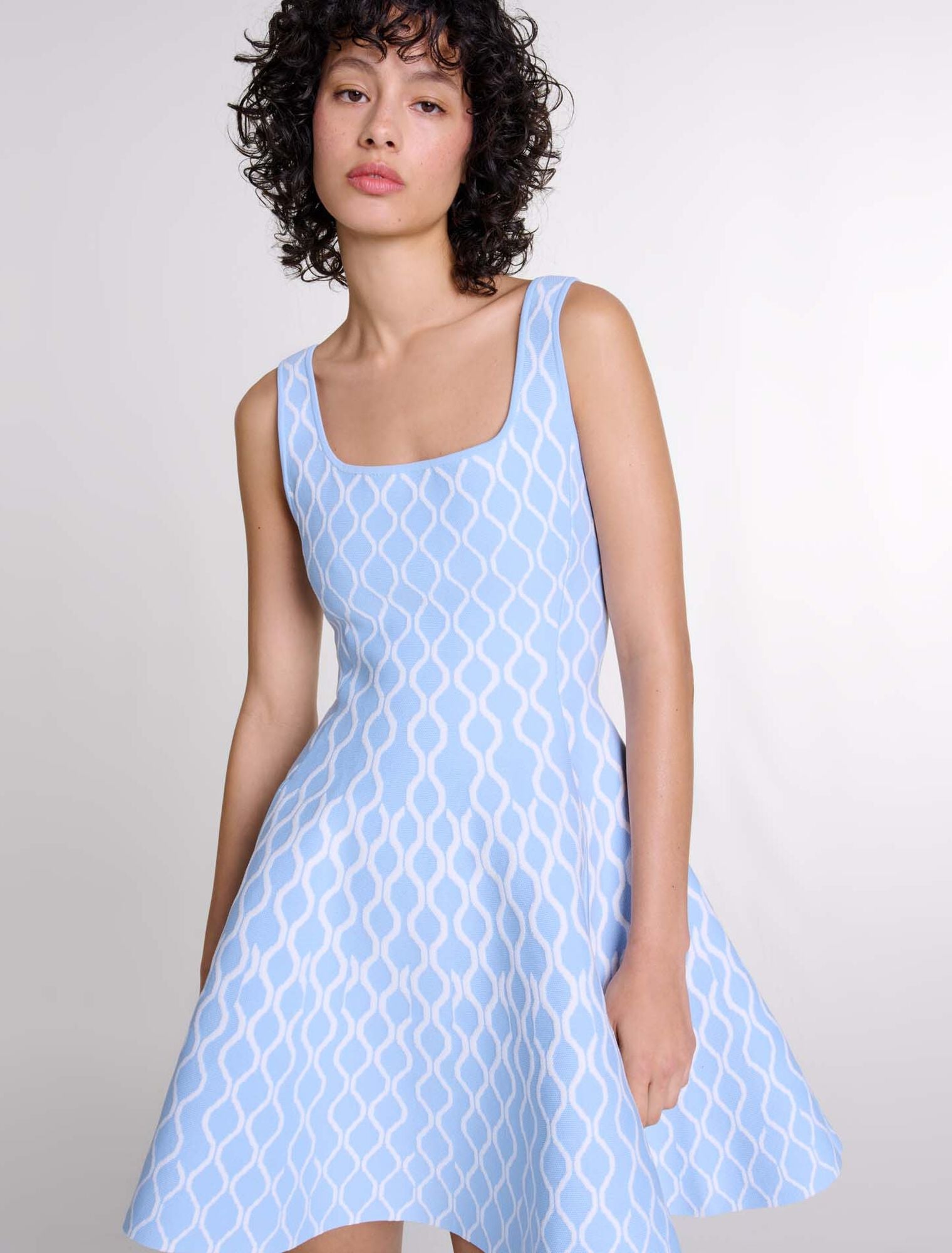Blue/white  -Jacquard knit short dress