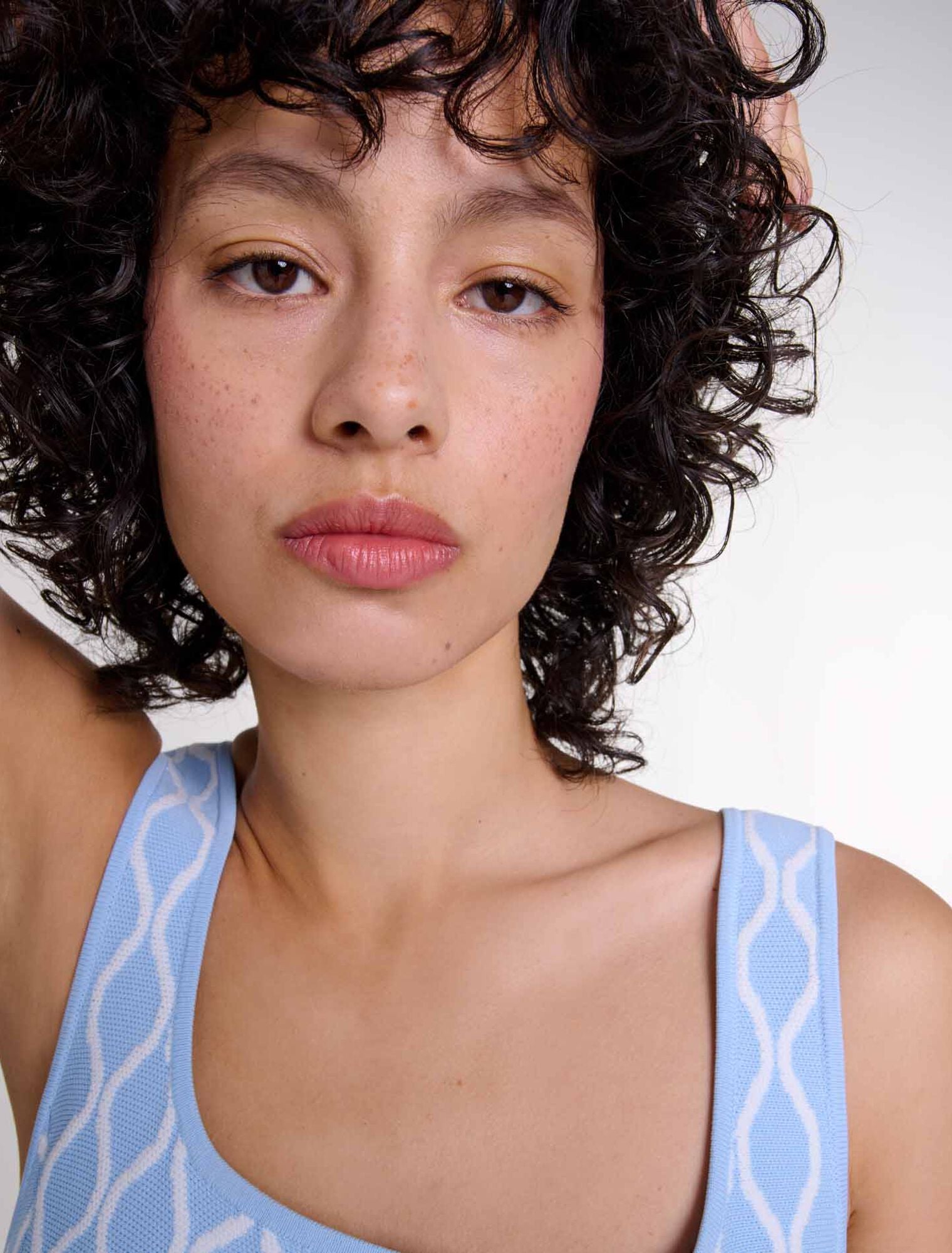 Blue/white  -Jacquard knit short dress
