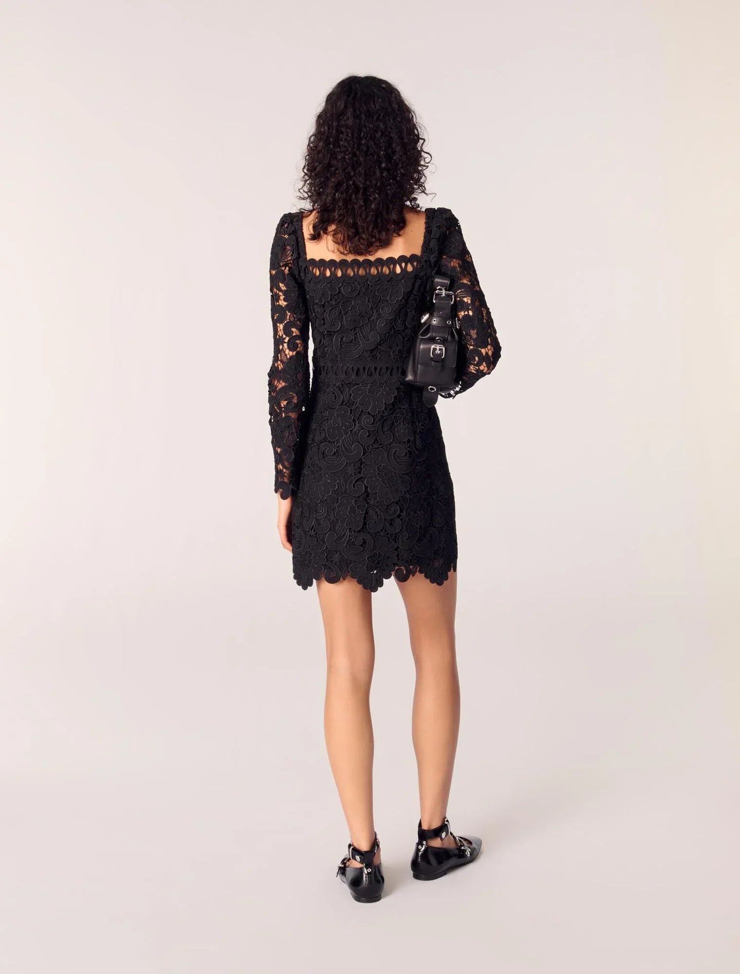 Black-Short Guipure Dress