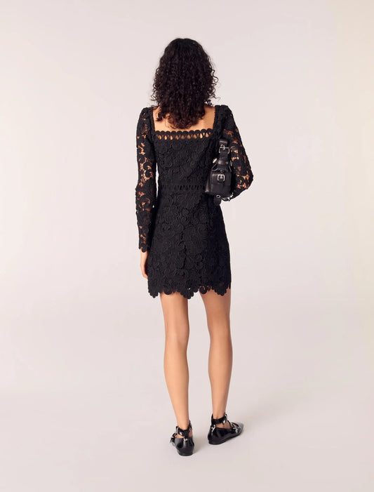 Black-Short Guipure Dress