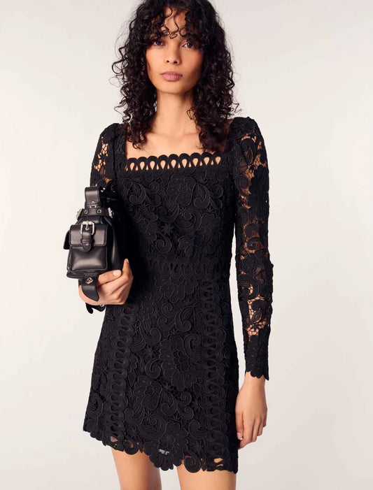 Black-Short Guipure Dress