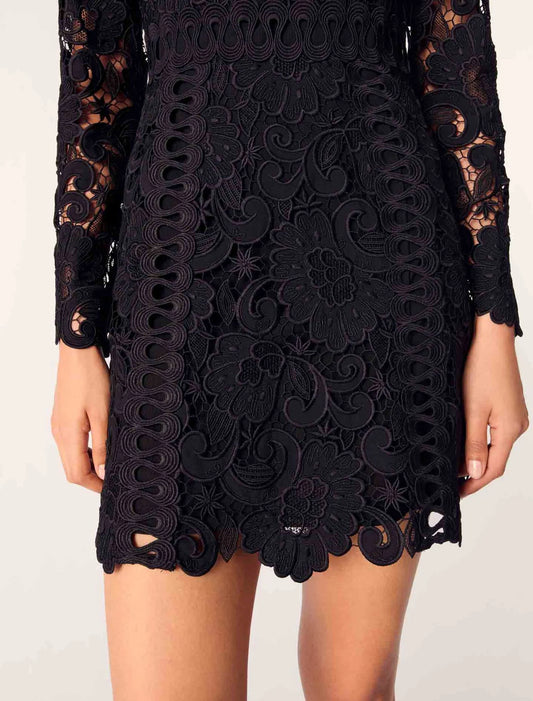Black-Short Guipure Dress