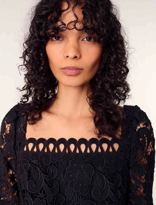 Black-Short Guipure Dress