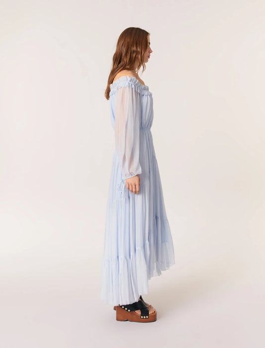 Blue Sky-Chiffon maxi dress