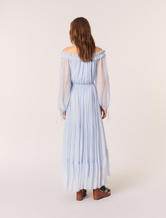 Blue Sky-Chiffon maxi dress