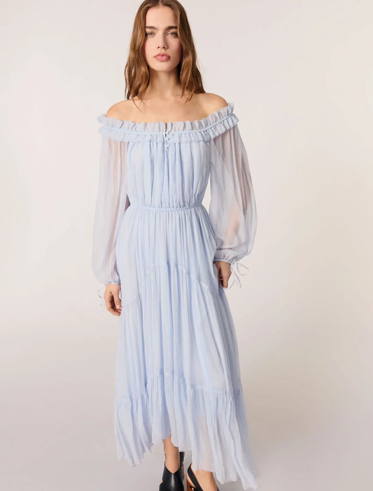 Blue Sky-Chiffon maxi dress