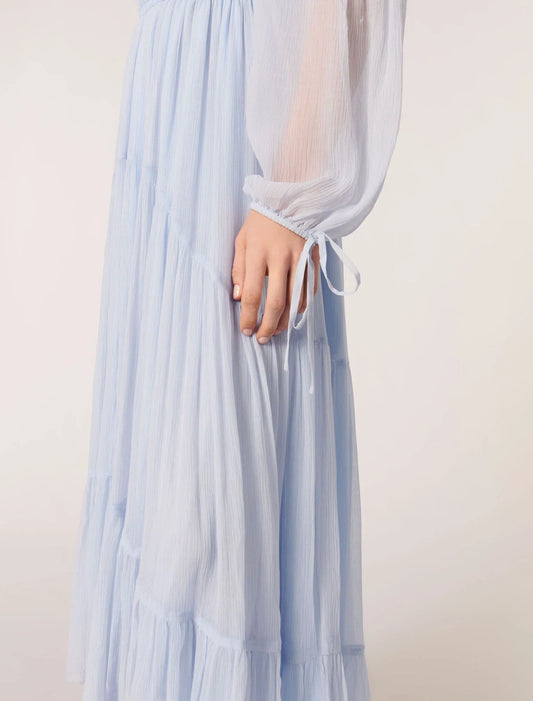 Blue Sky-Chiffon maxi dress