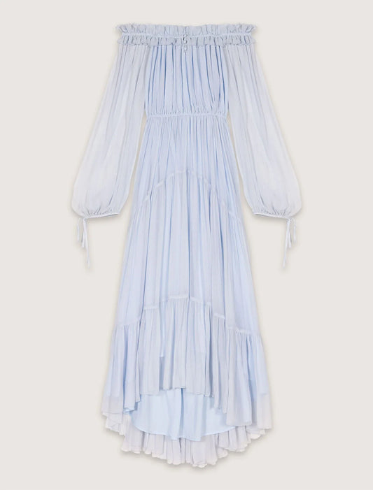 Blue Sky-Chiffon maxi dress