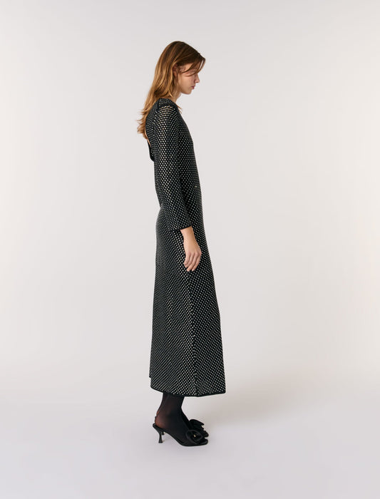 Black Rhinestone Maxi Dress