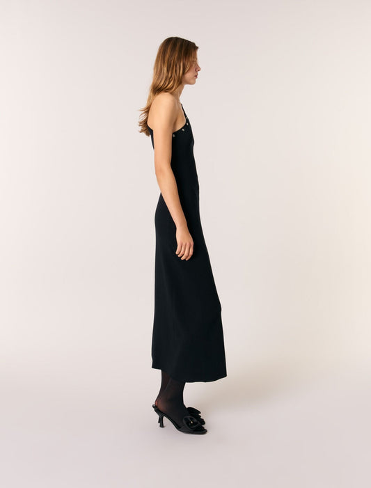 Black Asymmetric knit maxi dress 