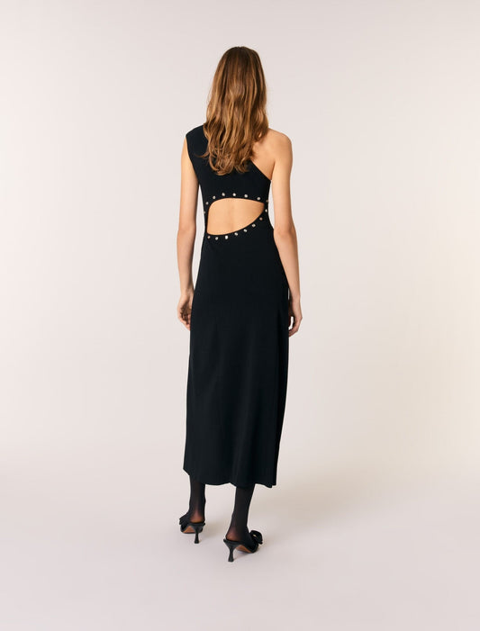 Black Asymmetric knit maxi dress 