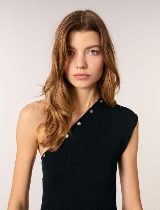 Black Asymmetric knit maxi dress 