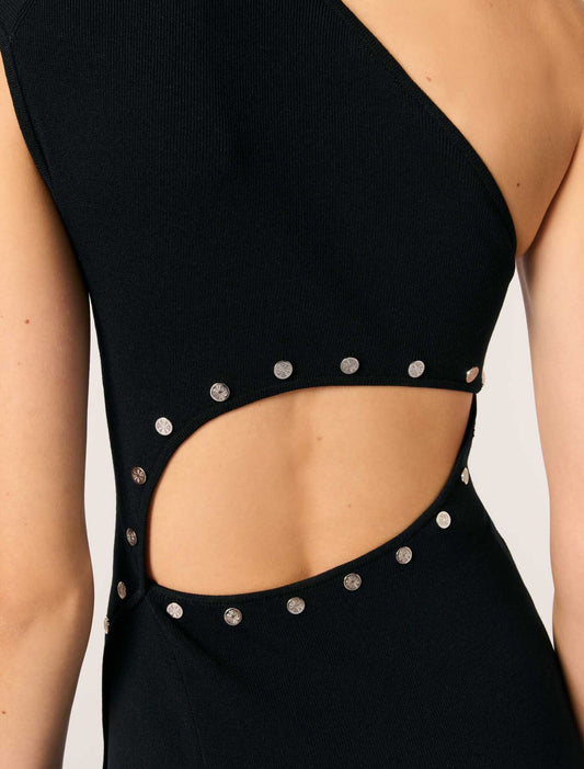Black Asymmetric knit maxi dress 