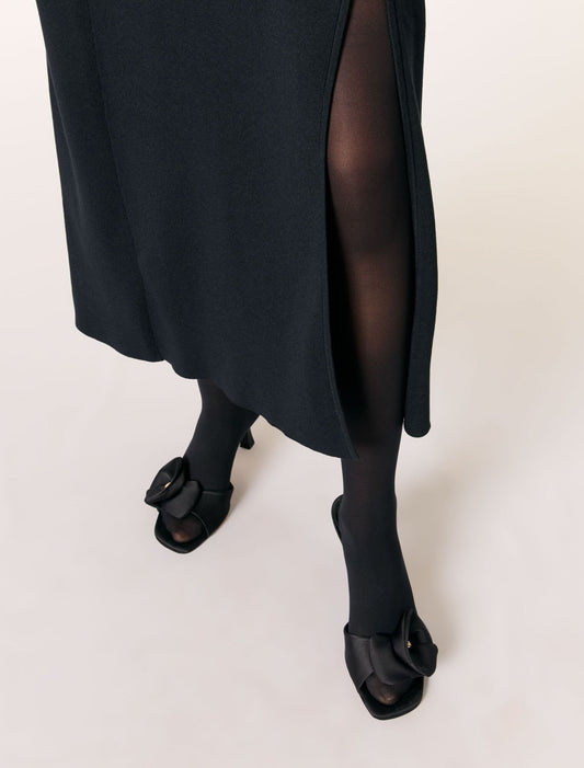 Black Asymmetric knit maxi dress 