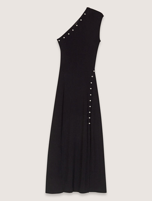 Black Asymmetric knit maxi dress 