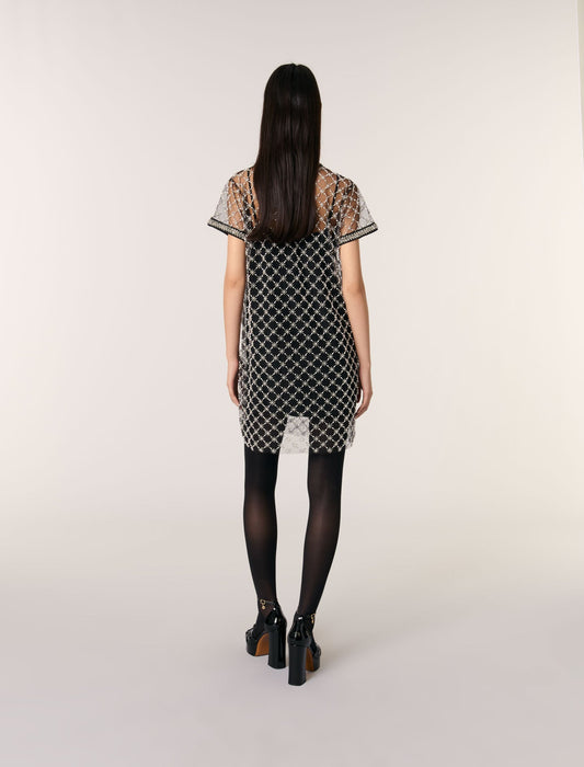 Black Mesh Mini Dress