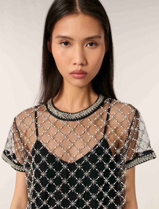 Black Mesh Mini Dress