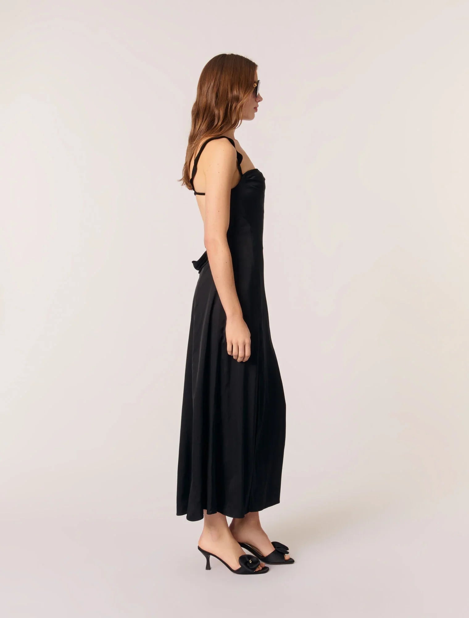 Black-Satin-look maxi dress
