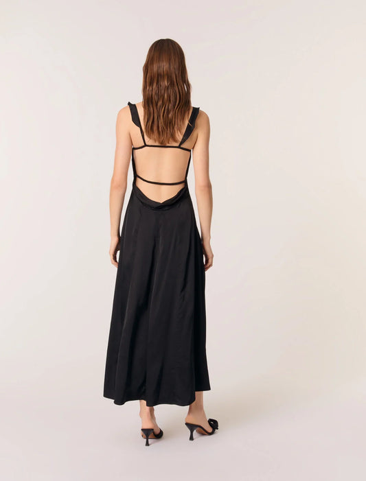 Black-Satin-look maxi dress