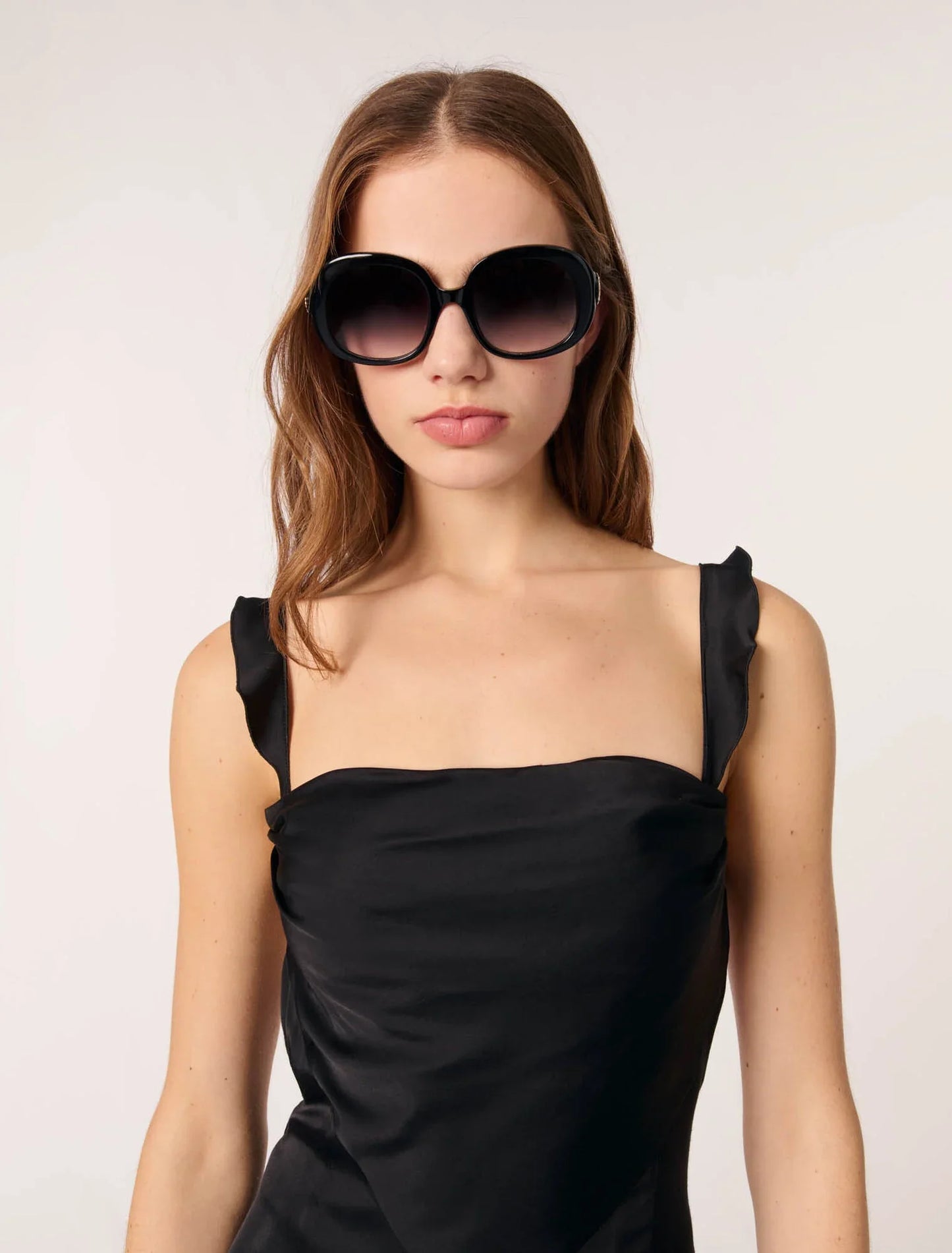 Black-Satin-look maxi dress