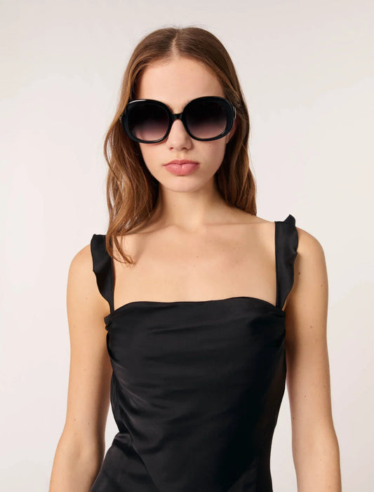 Black-Satin-look maxi dress