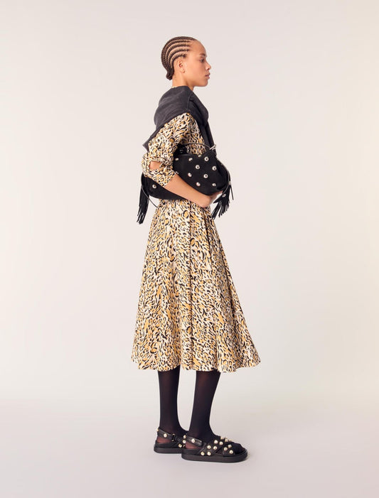 Leopard print-Leopard print midi dress