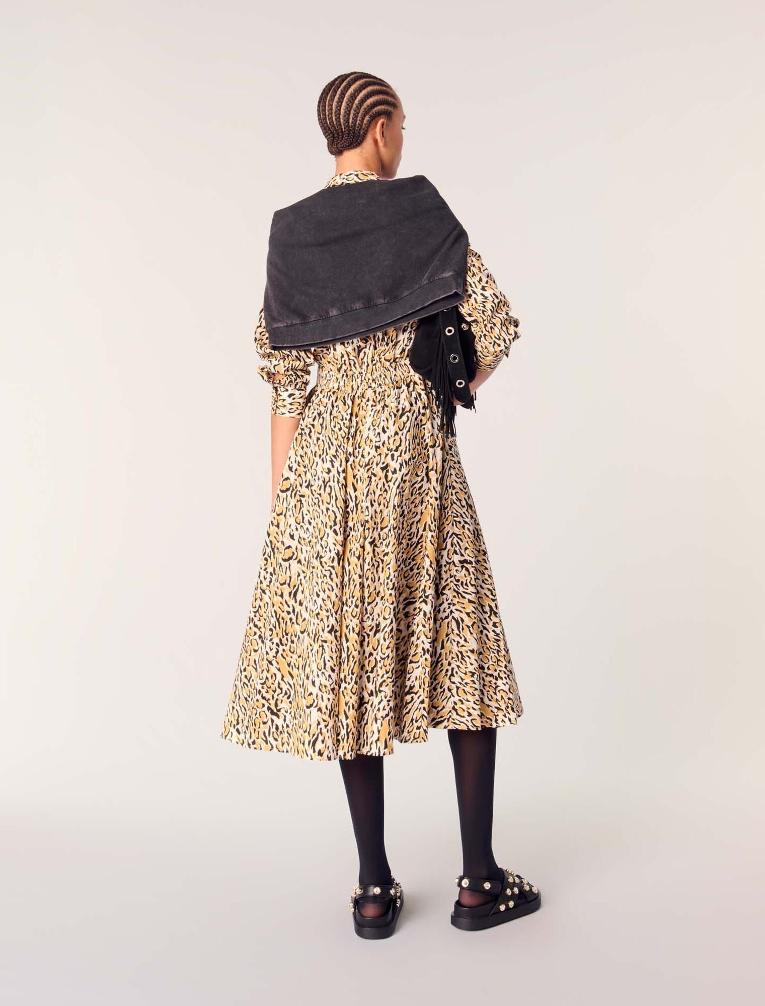 Leopard print-Leopard print midi dress