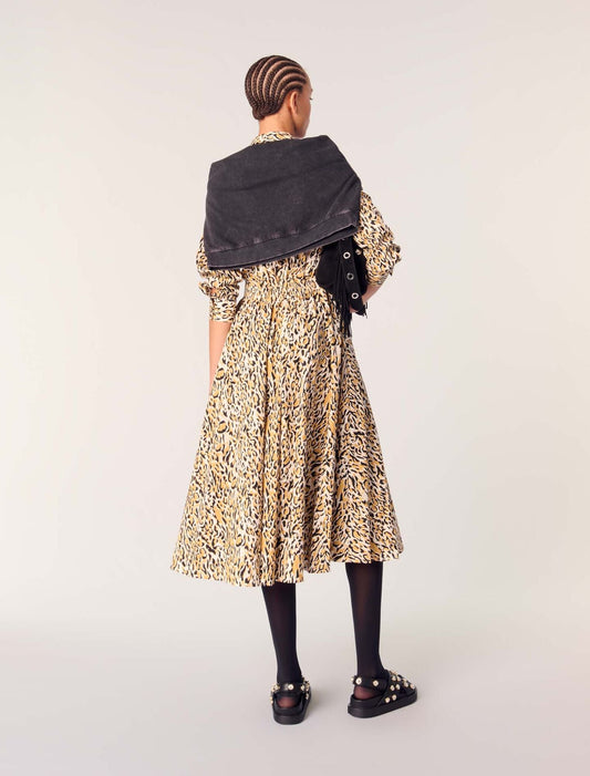 Leopard print-Leopard print midi dress