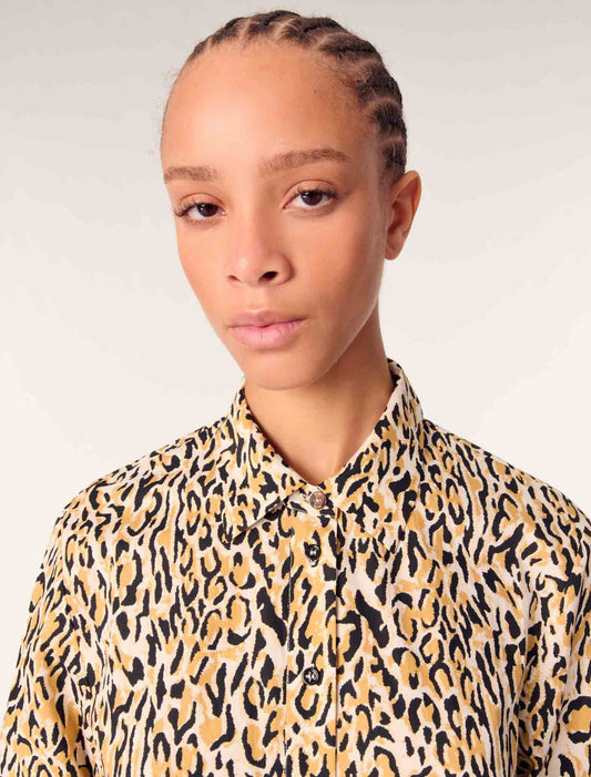 Leopard print-Leopard print midi dress