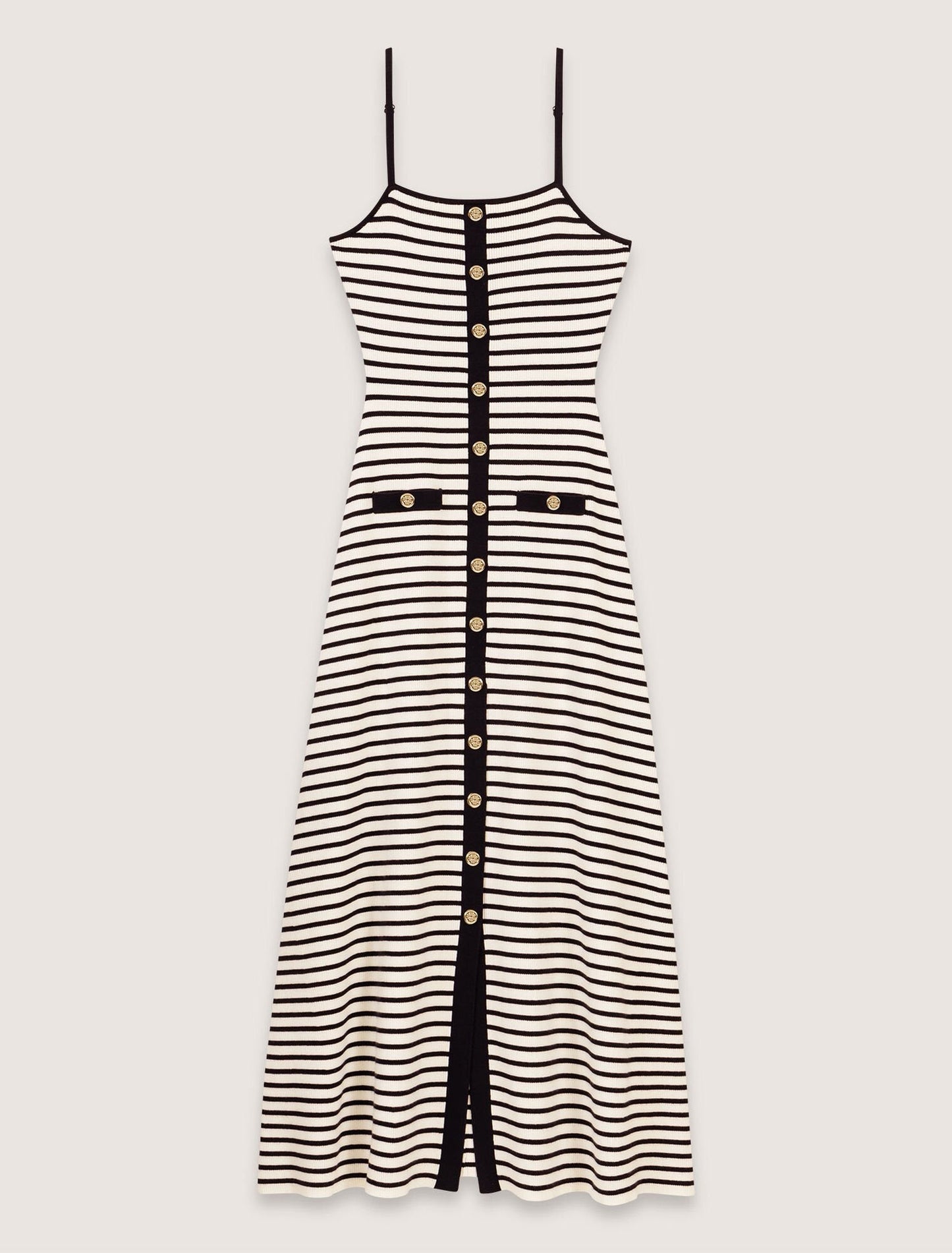 Navy / Ecru Rib knit maxi dress