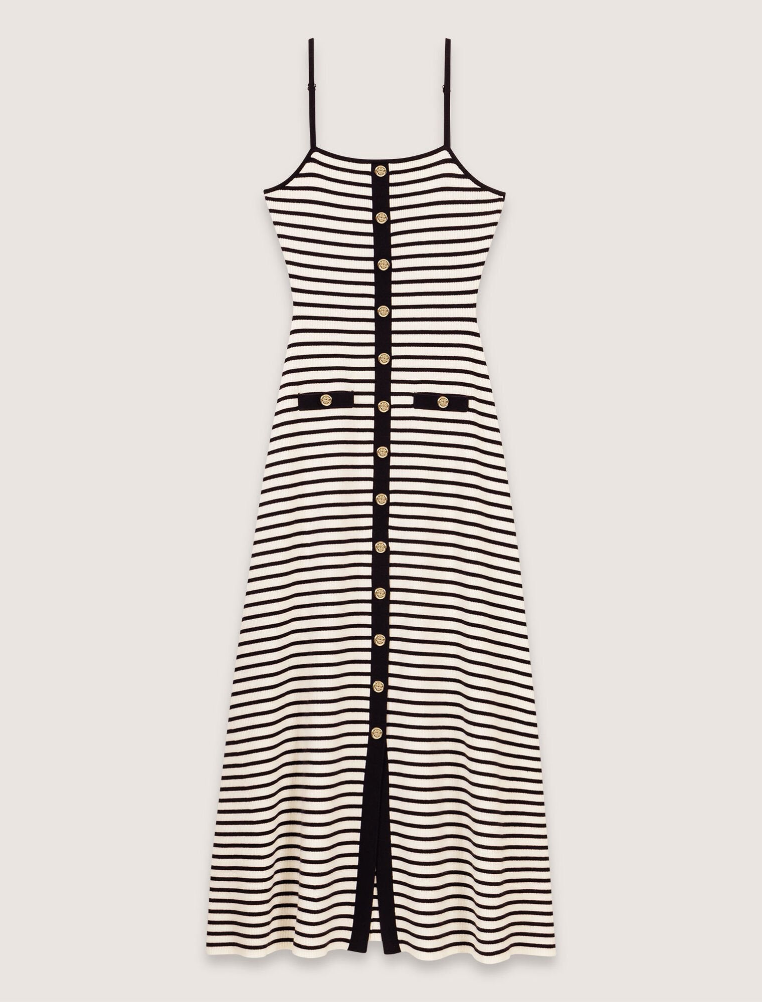 Navy / Ecru Rib knit maxi dress