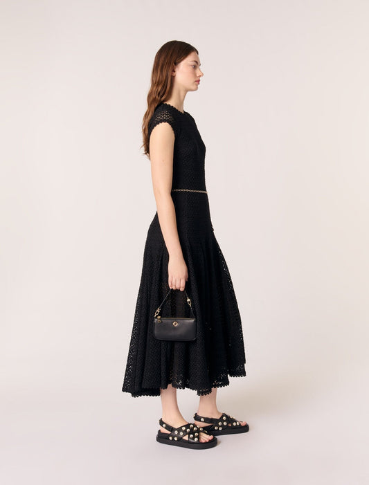 Black Crochet-knit maxi dress