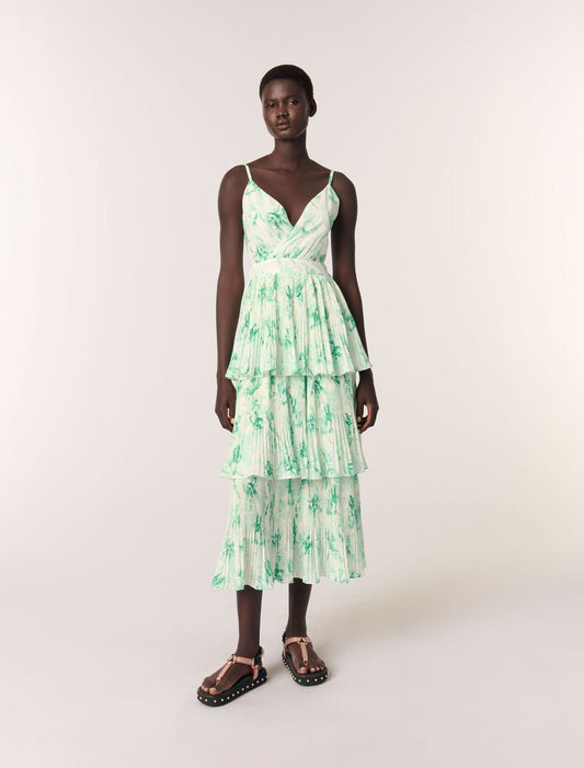 Green Floral Print Ecru Base-featured-Patterned ruffled maxi dress