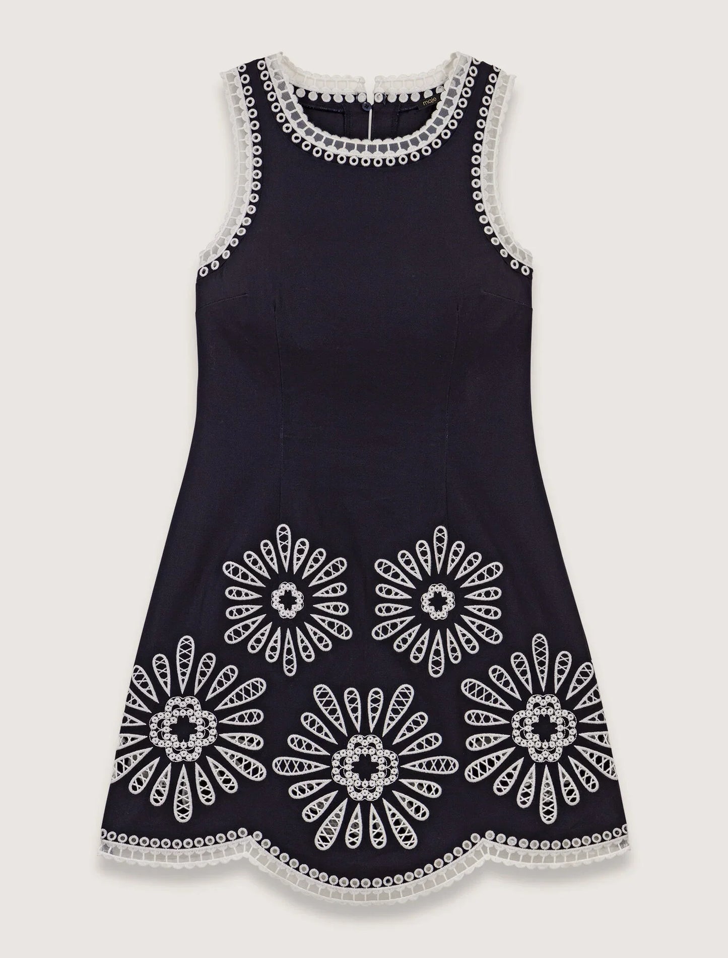 Navy-Short dress with crochet details