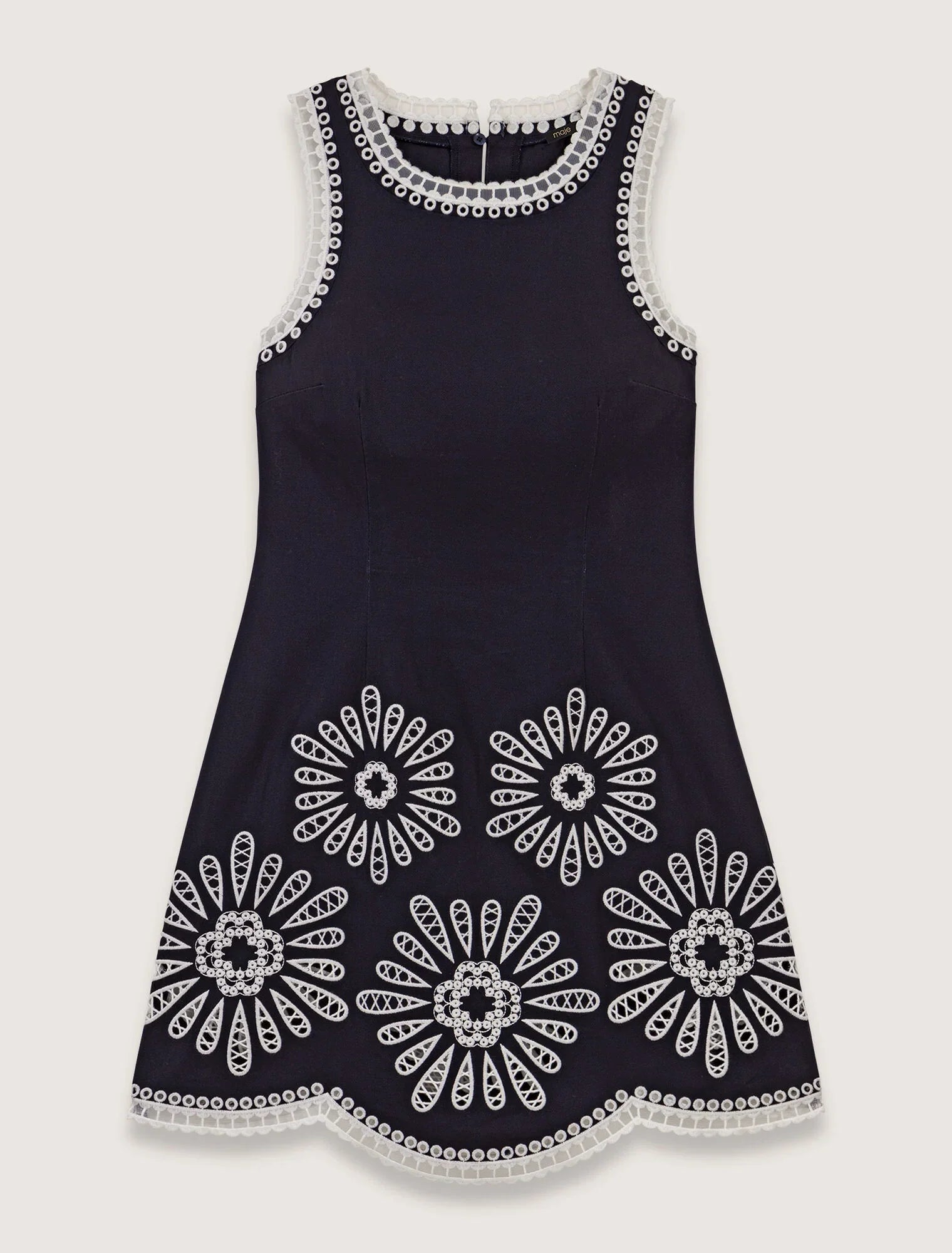 Navy-Short dress with crochet details