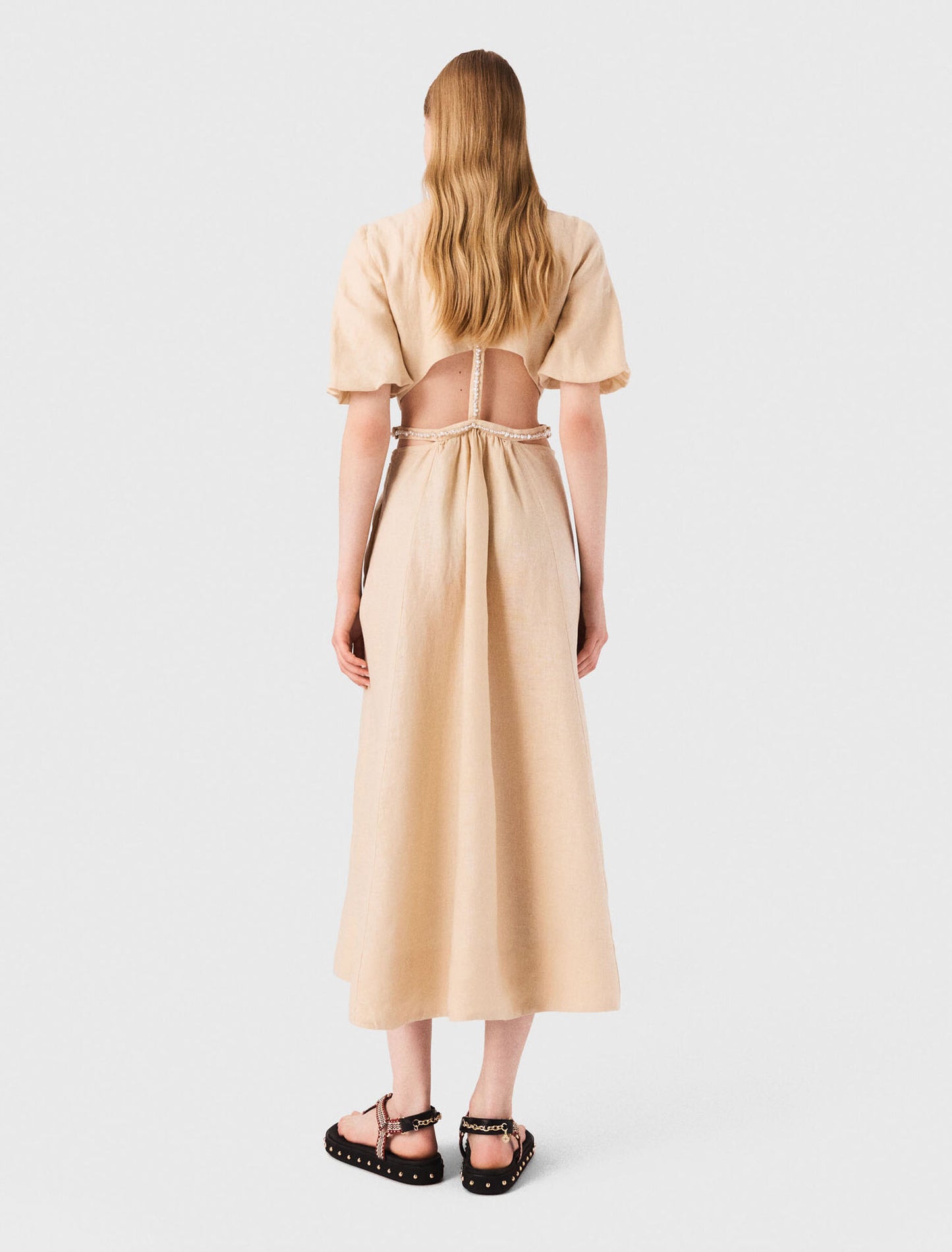 Beige-Linen maxi dress