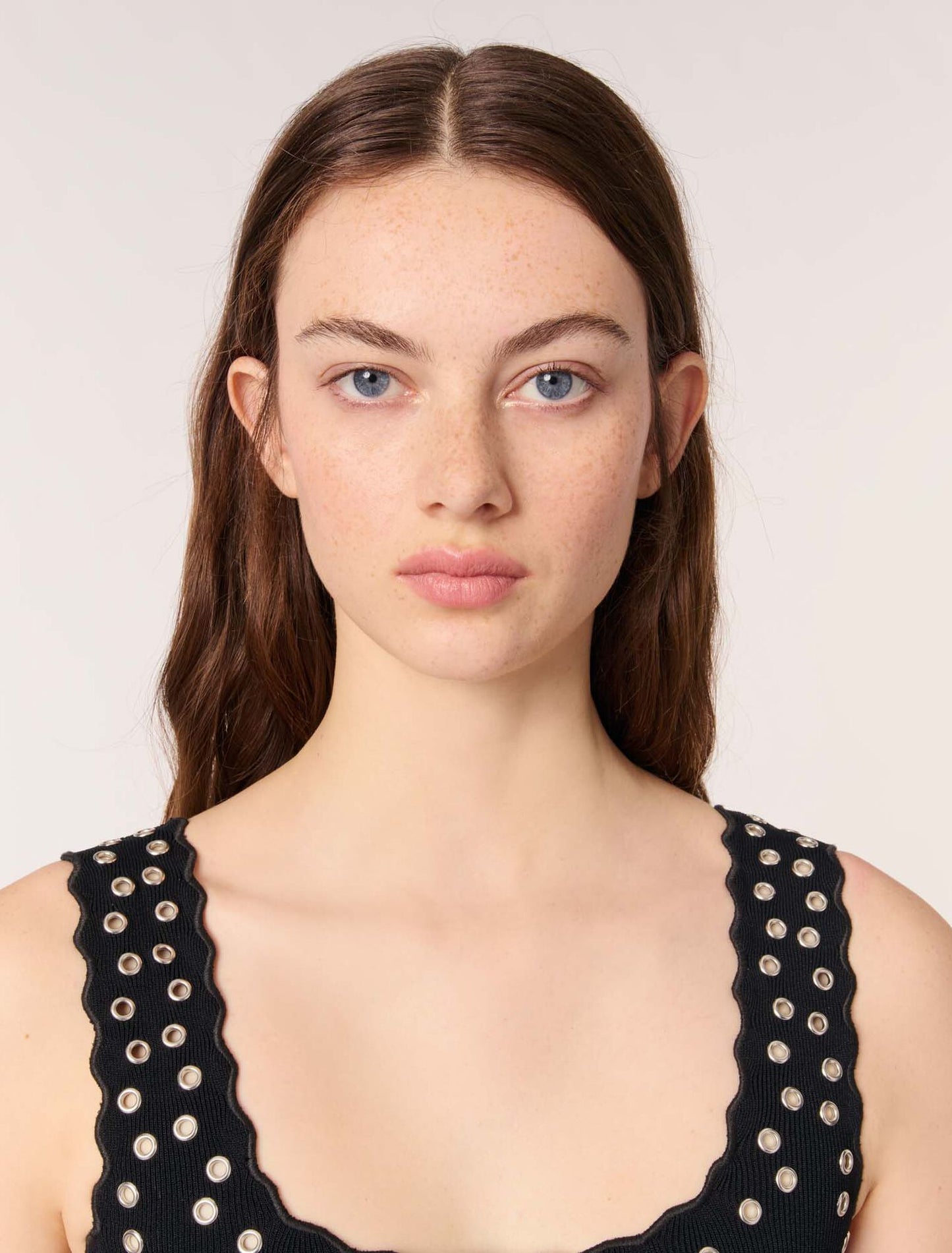 Black-Short eyelet knit dress