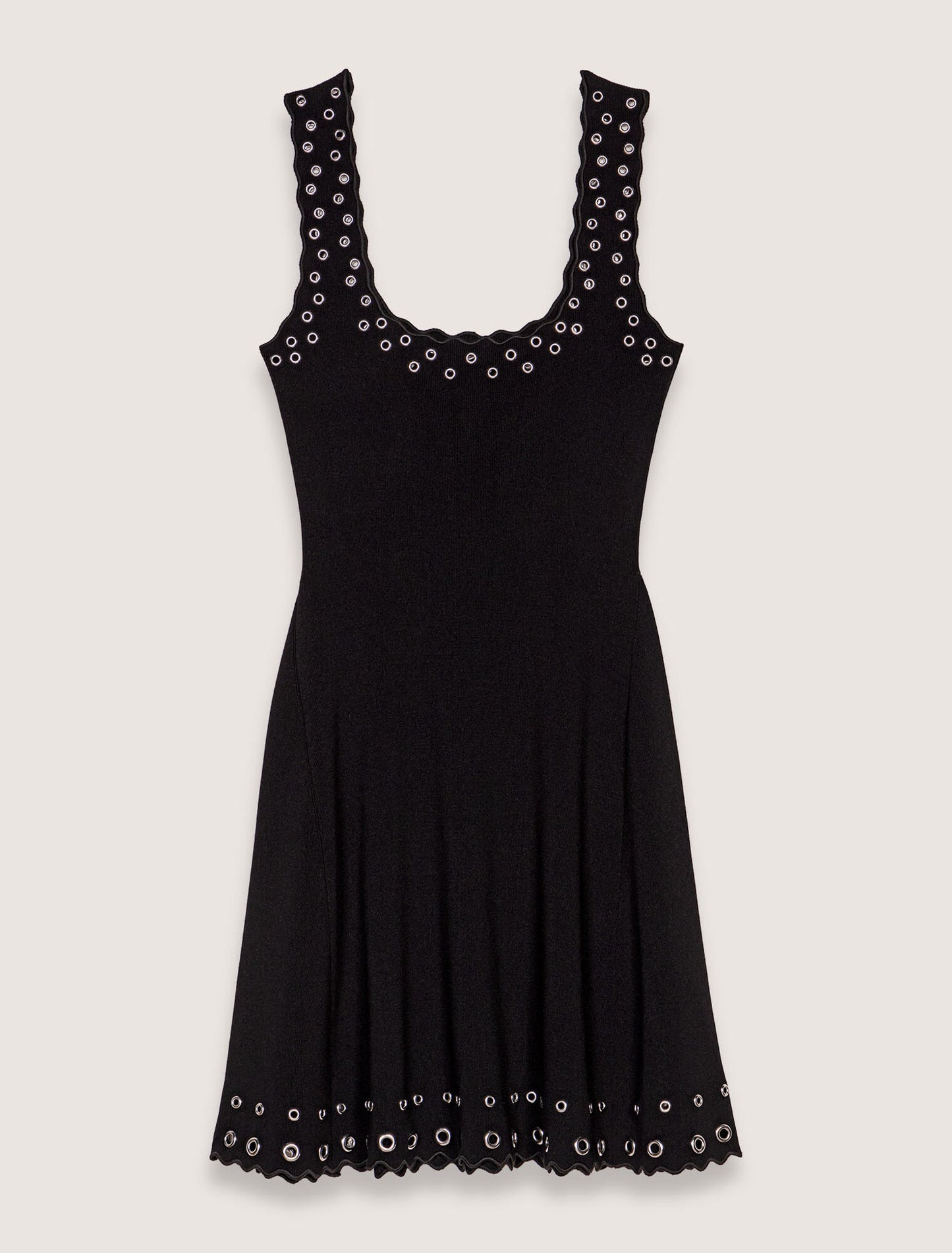 Black-Short eyelet knit dress